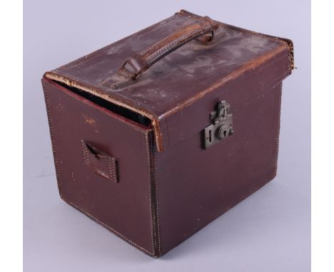 A late 19th / early 20th century plate camera with R B Auto Graflex curtain aperture, in leather carry case