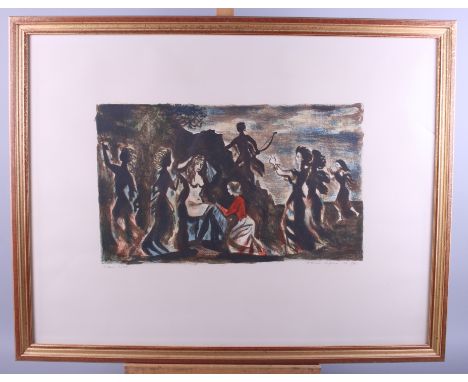 Roland Onsot: a limited edition print, "Artemis Surprise", 59/75, in gilt frame, and Dorothy Kirkbridge: a watercolour abstra