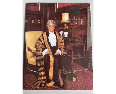 Betty Boothroyd Speaker of the House of Commons Signed Brochure . Good condition. All autographs are genuine hand signed and 