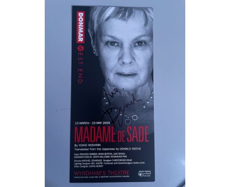Judi Dench Legendary British Actress Signed Theatre Leaflet. Good condition. All autographs are genuine hand signed and come 