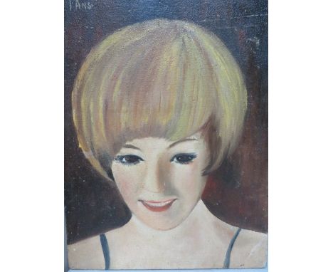 L'ANSI (XX). Continental school, head and shoulder portrait study of a young woman, signed upper left, oil on canvas, unframe