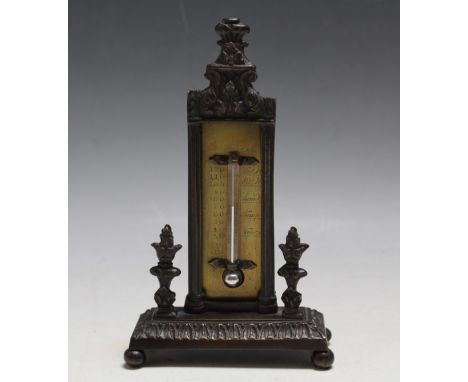 A SMALL ANTIQUE DESK THERMOMETER, H 16 cm 