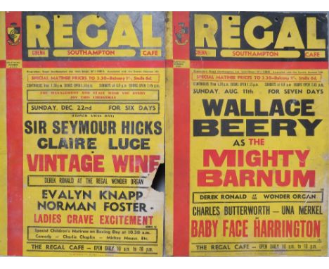 TWO 20TH CENTURY REGAL CINEMA POSTERS, 'Wallace Beery as The Mighty Barnum' etc. and 'Sir Seymour Lucas &amp; Clair Luce in V