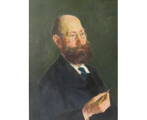 OSKAR HAGEMANN (1888-1984). German school, impressionist half length portrait study of a bearded gentleman holding a pencil, 