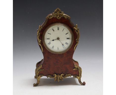 A BURR MAPLE MANTLE CLOCK, H 25 cm