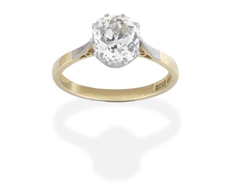 DIAMOND SINGLE-STONE RINGSet with a cushion-shaped diamond, weighing 2.89 carats, ring size approx. SFor further information 