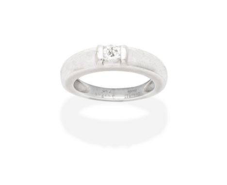 CHAUMET: DIAMOND RINGSet with a brilliant-cut diamond, signed Chaumet Paris, numbered, French assay mark, ring size approx. L