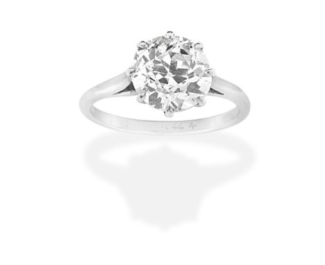 DIAMOND SINGLE-STONE RINGSet with an old brilliant-cut diamond, weighing 3.16 carats, ring size approx. NFor further informat