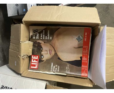 Two boxes of Vintage Life magazines, principally 1960's/70's