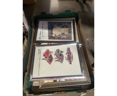 One box of framed automobile prints