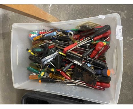 One box of tools, mainly screwdrivers