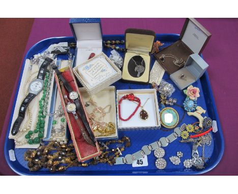 A Mixed Lot of Assorted Costume Jewellery, including a hallmarked silver Blue John pendant on a fine chain, a Modernist style