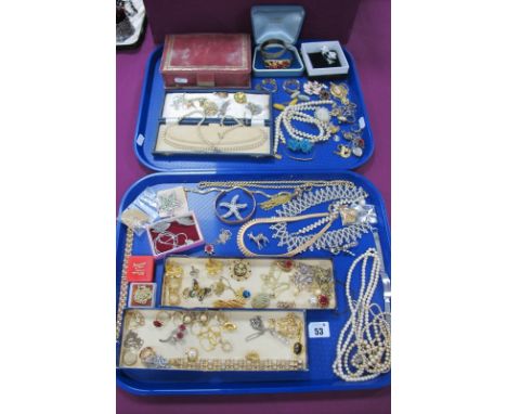 A Mixed Lot of Assorted Costume Jewellery, including imitation pearls, a hallmarked silver bangle, further bangles, chains, e