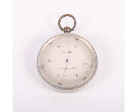 A Short & Mason aluminium cased pocket aneroid barometer