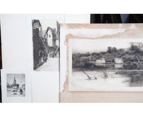 A collection of etchings, architectural subjects, etc, unframed