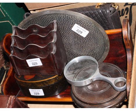 An early 20th Century book trough, a pear decorated box and other items, various