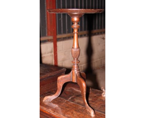 A mahogany circular wine table, on tripod base, and two rectangular occasional tables, on bobbin turned supports