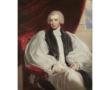 Henry Pierce Bone (British, 1779-1855)William Howley (1766-1848), Archbishop of Canterbury (1828-48), seated in a red uphoste