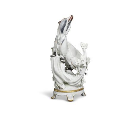 A documentary Meissen artist's proof of a model of a badger from the Reinicke Fuchs, circa 1922, modelled by Max EsserSigned 