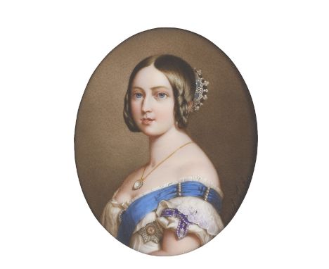 A. Hürten (German, circa 1850), circa 1850Queen Victoria (1819-1901), Queen of Great Britain and Ireland (1837-1901), wearing