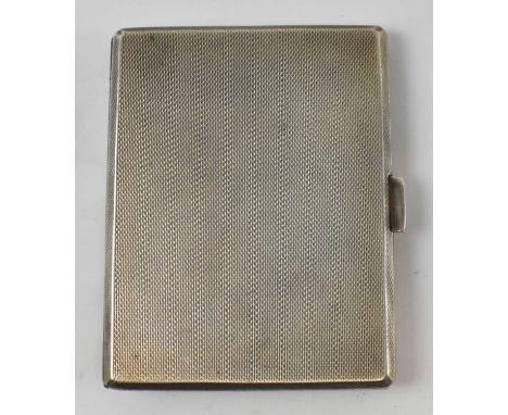 JOHN WILLIAM BARRETT; a George VI hallmarked silver cigarette case with black enamel top and a silver inset crest, Birmingham