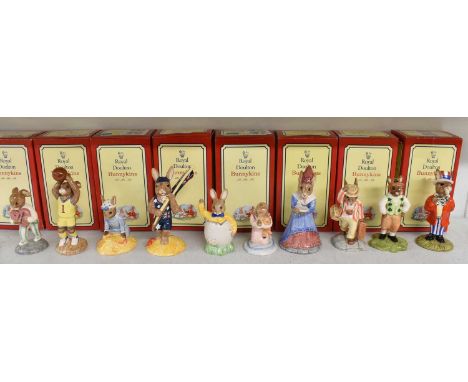 ROYAL DOULTON; a group of ten boxed Bunnykins figures including 'Uncle Sam Bunnykins', 'Irishman Bunnykins', 'Father Bunnykin