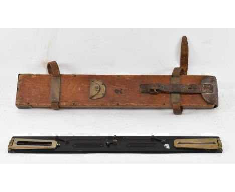 E. R. WATTS &amp; SONS OF LONDON; a WWII Mk II British Military plane table alidade, in leather and wooden case.