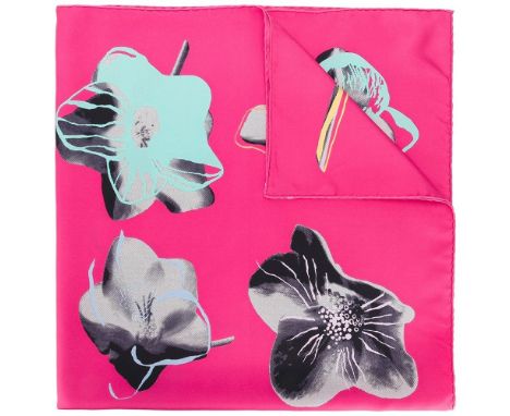 Pink Flower Print Silk Scarf,Christian Dior, Condition Grade A90cm x 90cmFor further information on this lot please visit Bon