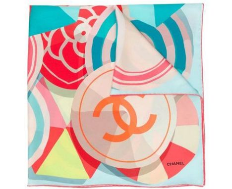 CC Graphic Print Silk Scarf,Chanel, Camellia and CC design,Condition Grade A90cm x 90cmFor further information on this lot pl