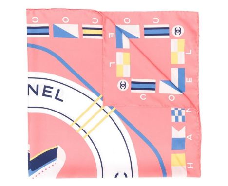Peach CC Cruise Print Silk Scarf,Chanel,Condition Grade A90cm x 90cmFor further information on this lot please visit Bonhams.
