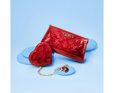 Pomme D'Amour Cosmetic Pouch PM and Matching Coin Purse,Louis Vuitton, c. 2009,Vernis monogram leather with gold tone hardwar