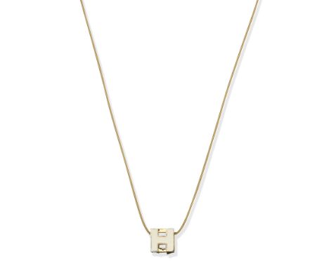 Gold Plated Cage d'H Necklace,Hermès,Gold plated with ivory enamel, Condition Grade A-16cm dropFor further information on thi