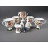 A set of five Caverswall bone China Christmas goblets 1979 - 1982 and four other pieces of