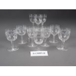 A late 19th century cut and floral engraved glass part table service