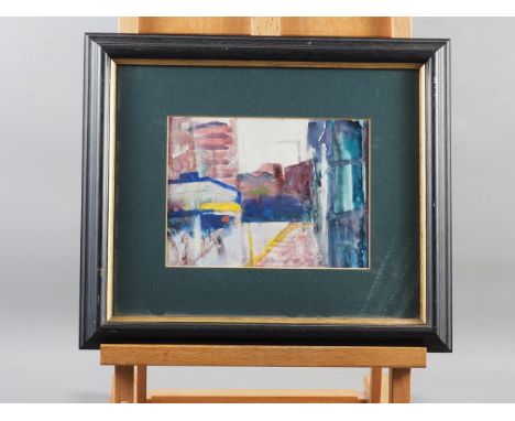 Peter Berry: four watercolour and gouaches, "Reading Bus Station", 5 1/2" x 7 1/2", in strip frame, "Our Father", 8" x 5 1/4"