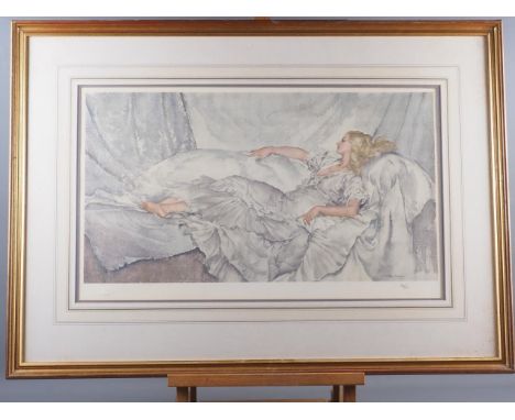 A Russell Flint limited edition print, silver and white, 62/850, in gilt frame,&nbsp;Michael Chaplin RE, 1982: a signed limit