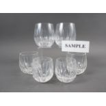 A set of six Stuart "Claridge" pattern sherry glasses, four matching wines and five shots