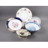 An early 19th century bone china Imari decorated sugar box and cover, a drystone floral decorated