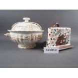 A cheese dish and cover, a tureen with rotating cover and a large quantity of table china, various