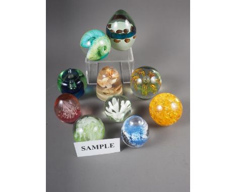 A Mdina glass paperweight, A Caithness "Hikes" paperweight and approximately 30 other paperweights, various