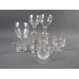 Three 19th century rummers, six 19th century custard glasses and a finger bowl