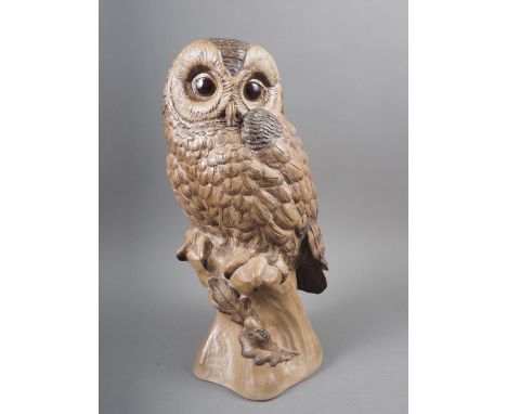 A Poole pottery brown glazed model of an owl, by B Linley-Adams, 12 1/2" highCondition:No visible issues.