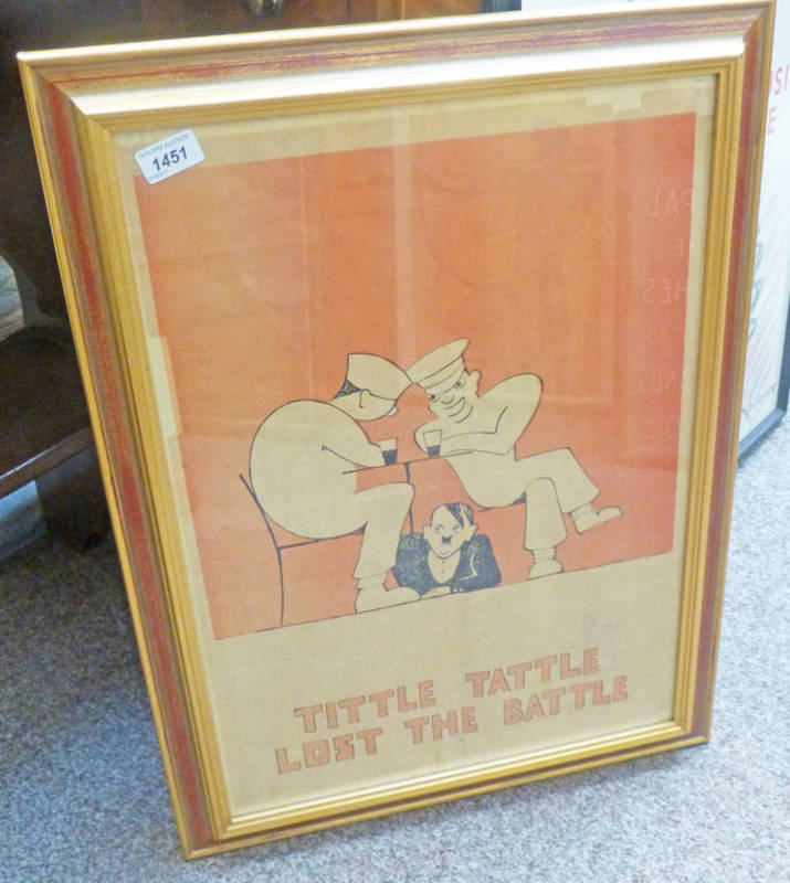 FRAMED WW11 CARELESS TALK POSTER : TITTLE TATTLE LOST THE BATTLE - 56 X ...