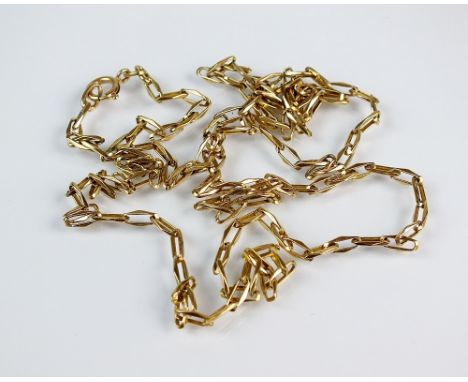 A 9ct gold faceted oval link chain, with bolt ring clasp, 80cm long, weight 13.2gms