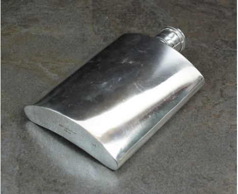 A silver hip flask, F Burton Crosbee, Birmingham 1946, of plain polished form with screw hinged cover, 12.5cm high, weight 5.