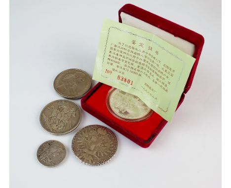 A Charles II shilling, dated 1674, with plume both sides, second bust, red Spink 3376, together with a Victoria Old Head crow