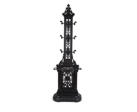 ***PLEASE NOTE THE DESCRITPION IN PRINTED CATALOGUE SHOULD READ PAINTED IN BLACK***A VICTORIAN CAST IRON HALL STAND, c.1870, 