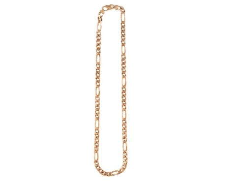 A GOLD NECKLACE, of flattened curb-link chain, stamped 9K gold, Italian assay marks, gross weight approx. 53g, length 51.5cm