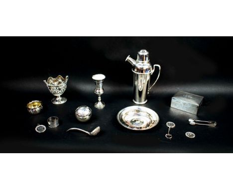 QUANTITY OF SILVER, including a Garrard and Co small Armada dish approx 8oz, a commemorative silver bowling ball awarded to R