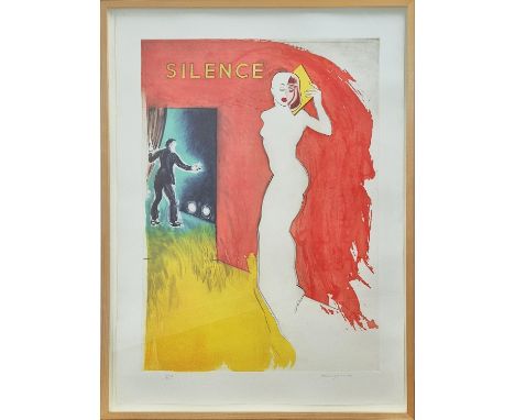ALLEN JONES (B.1937), 'Silence” from catwalk' etching in colours, 98.5cm x 69.5cm image 115cm x 85cm paper, signed and number